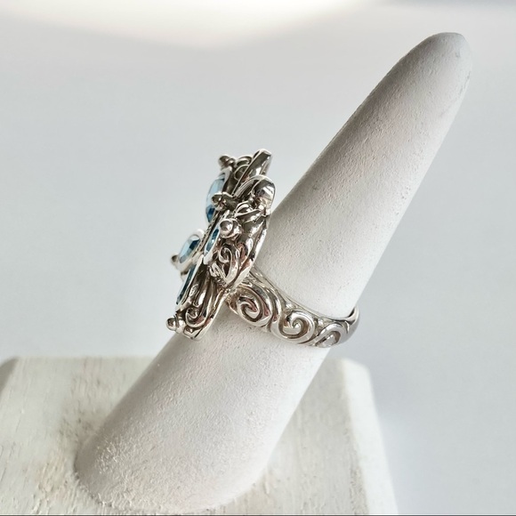 NEW Swiss Blue Topaz & Diamond Sterling Silver 925 Stamped Butterfly Ring Size 6 - Picture 11 of 12